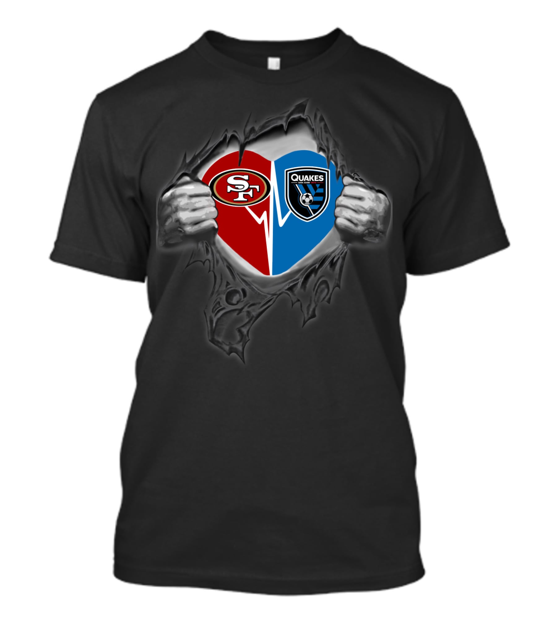 49ers Sf Heart San Jose Earthquakes Quakes Heart T-Shirt