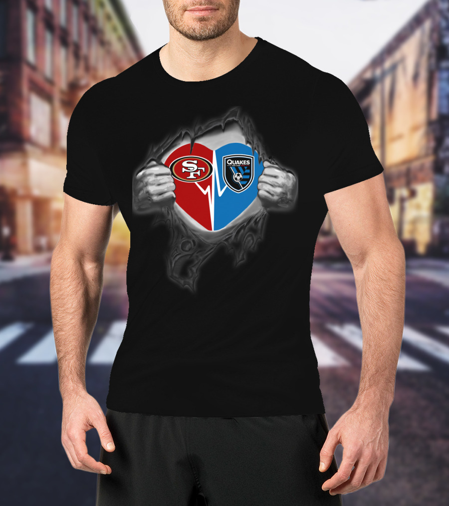 49ers Sf Heart San Jose Earthquakes Quakes Heart T-Shirt