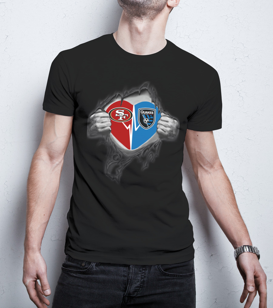 49ers Sf Heart San Jose Earthquakes Quakes Heart T-Shirt