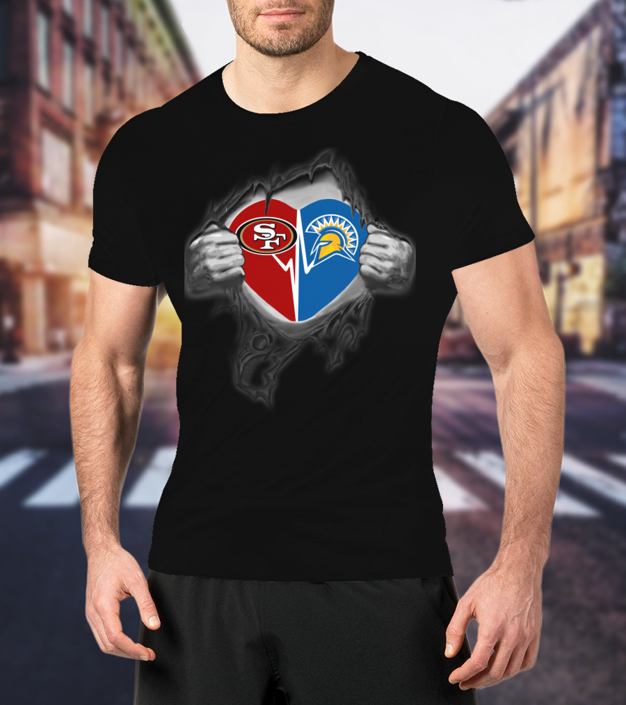 49ers Heart San Jose State Spartans Fusion T-Shirt