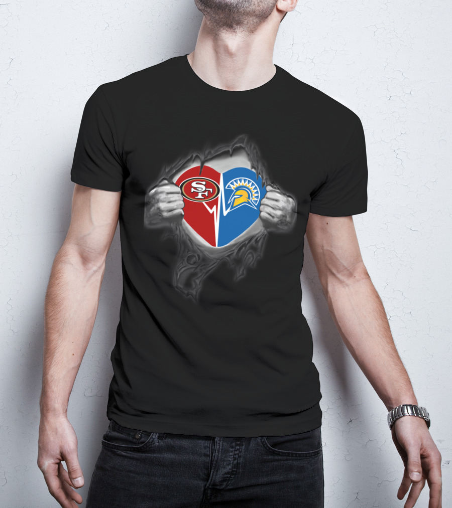 49ers Heart San Jose State Spartans Fusion T-Shirt