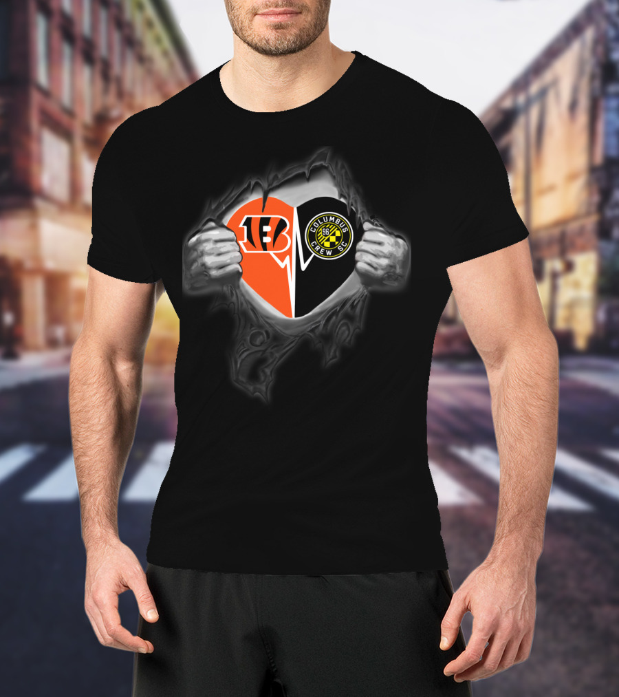 Bengals Columbus Crew Sc Heart Logo Fusion T-Shirt