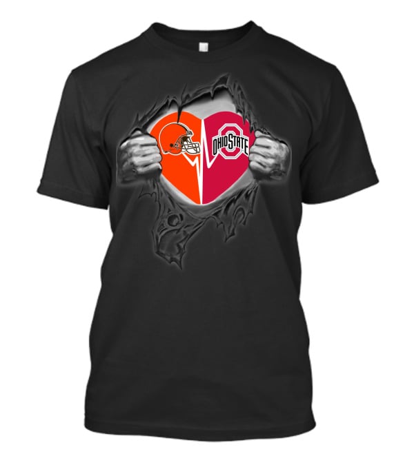 Cleveland Browns Ohio State Buckeyes Heart Ripped T-Shirt