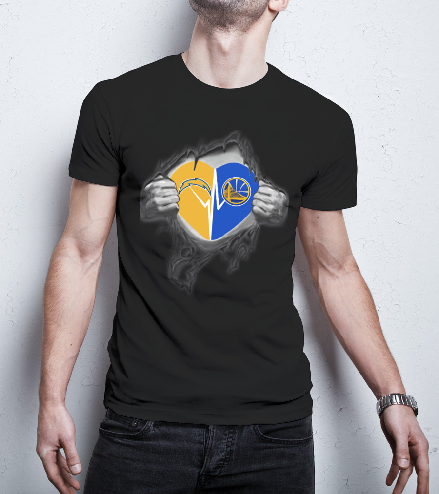 Chargers Golden State Warriors Heart Logo Fusion T-Shirt