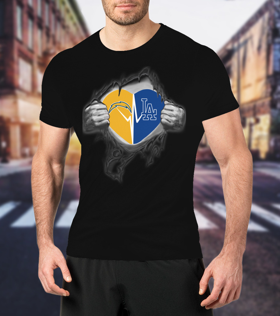 Chargers Los Angeles Dodgers Heart T-Shirt