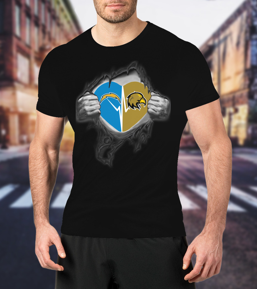 Los Angeles Chargers Golden Eagles Heart T-Shirt