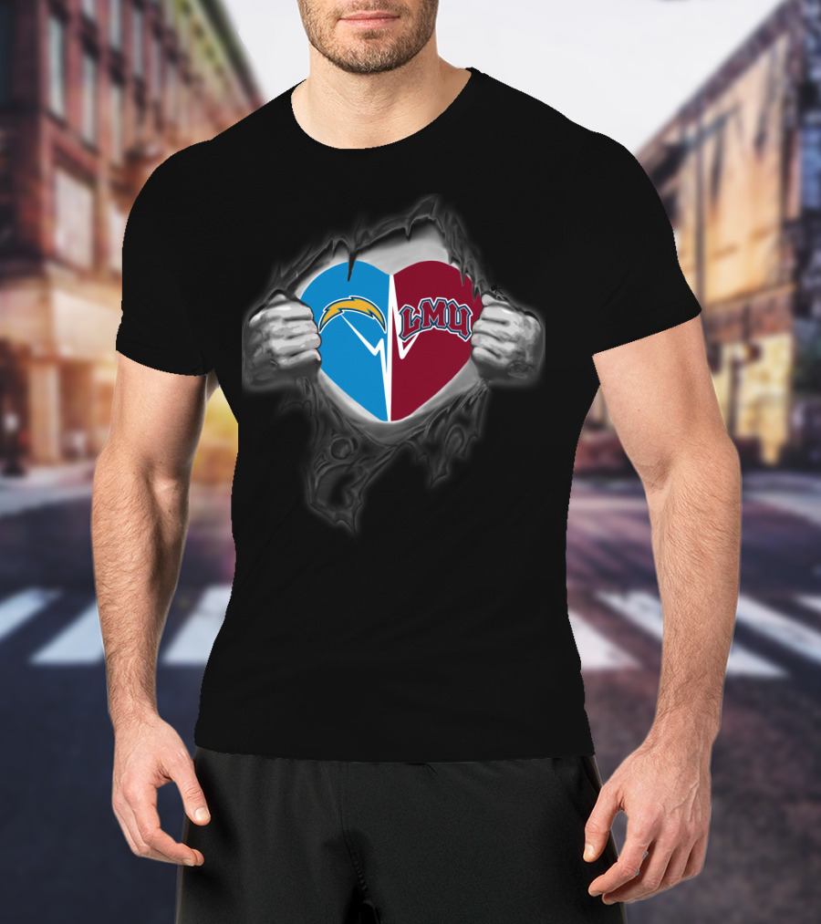 Chargers Lmu Lions Heart Logo Fusion T-Shirt