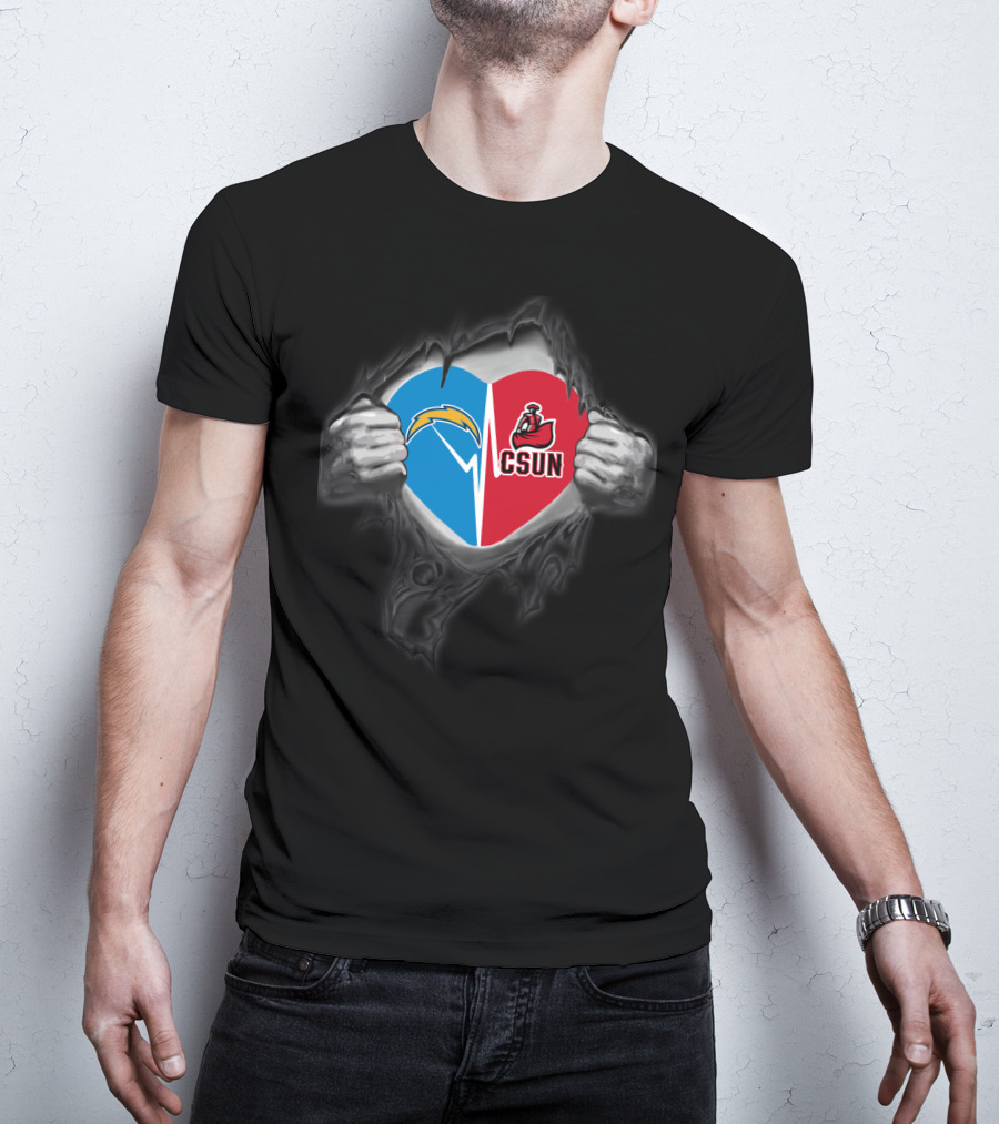 Chargers Csun Matadors Heart Split T-Shirt