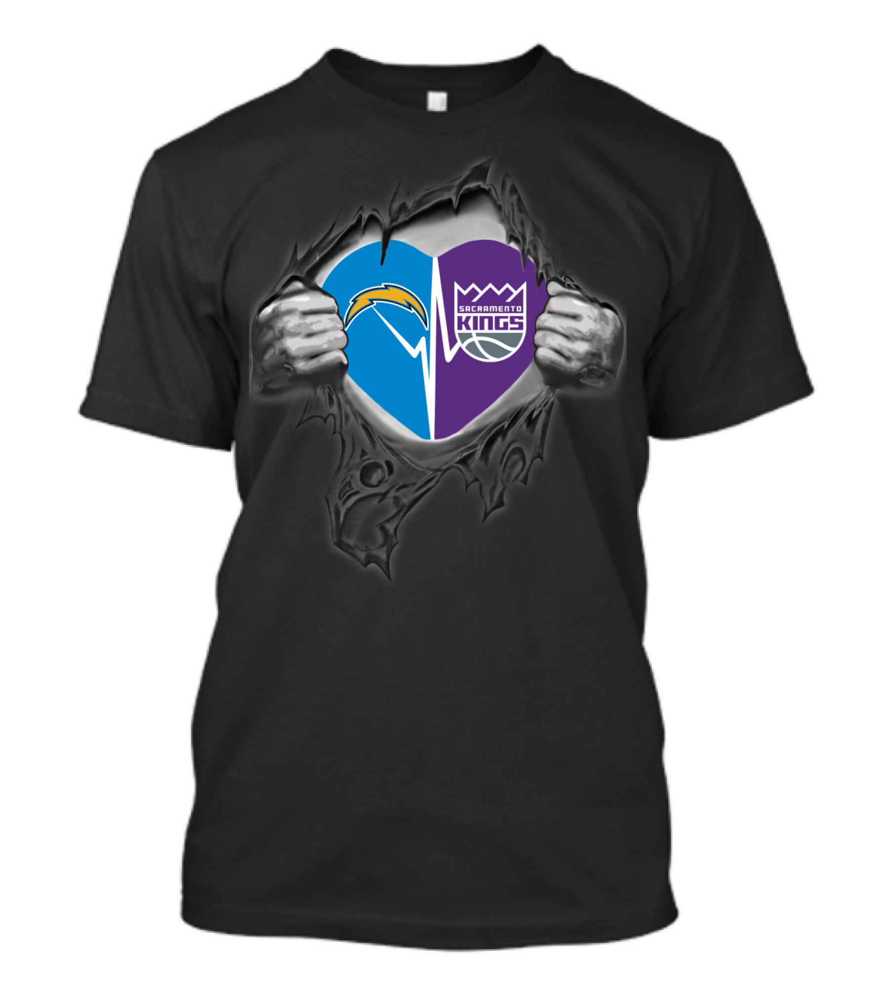Chargers Sacramento Kings Heart Logo Fusion T-Shirt