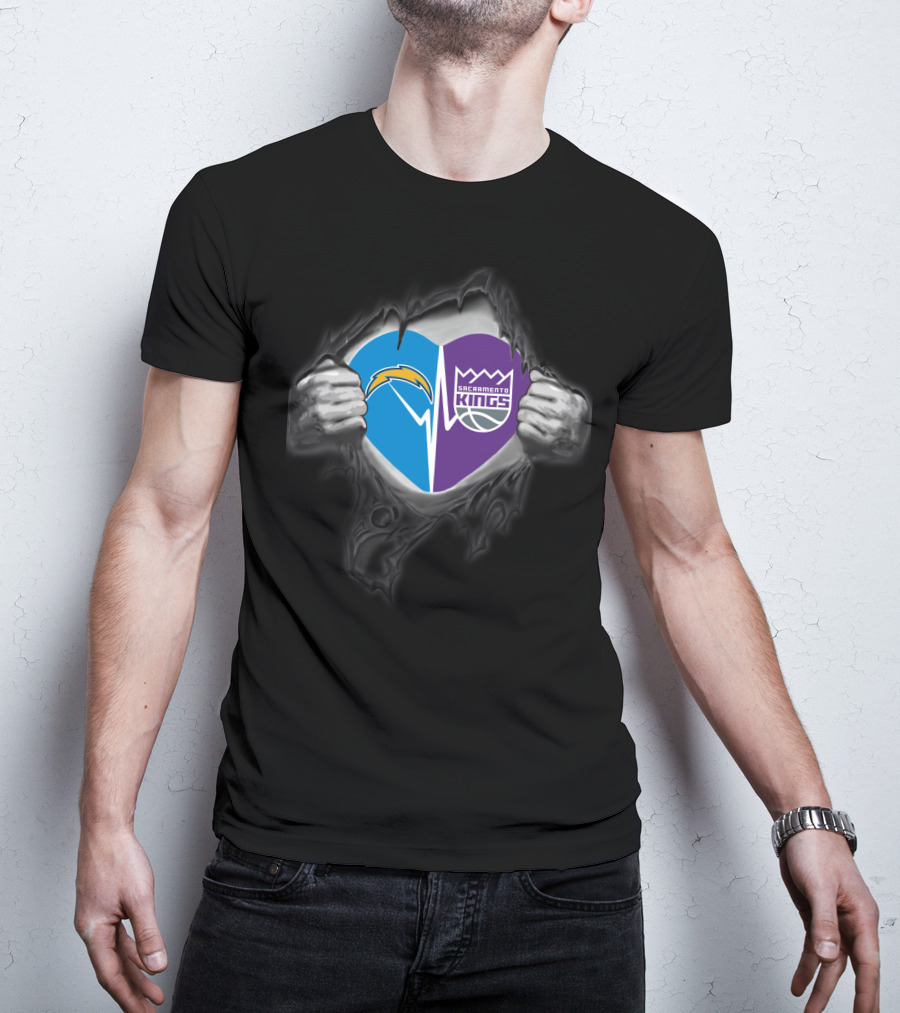 Chargers Sacramento Kings Heart Logo Fusion T-Shirt