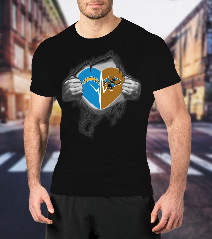 Chargers Ucla Bruins Heart Logo Tear T-Shirt