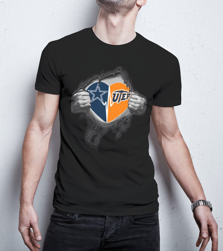 Dallas Cowboys And Utep Miners Heart T-Shirt