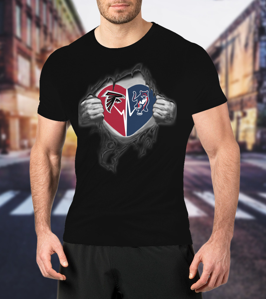 Falcons Cougars Heart Logo Rip T-Shirt