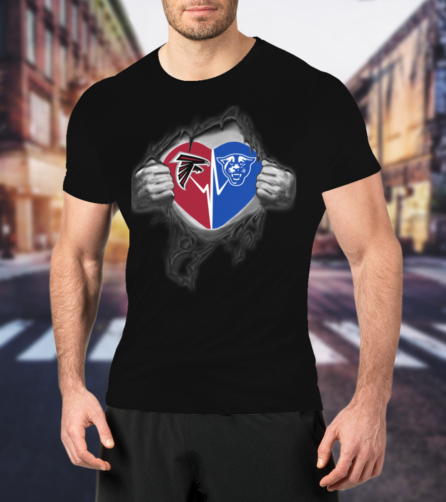 Atlanta Falcons Georgia State Panthers Heart T-Shirt