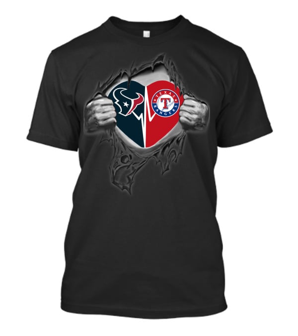 Texans Rangers Heart Logo Combo T-Shirt