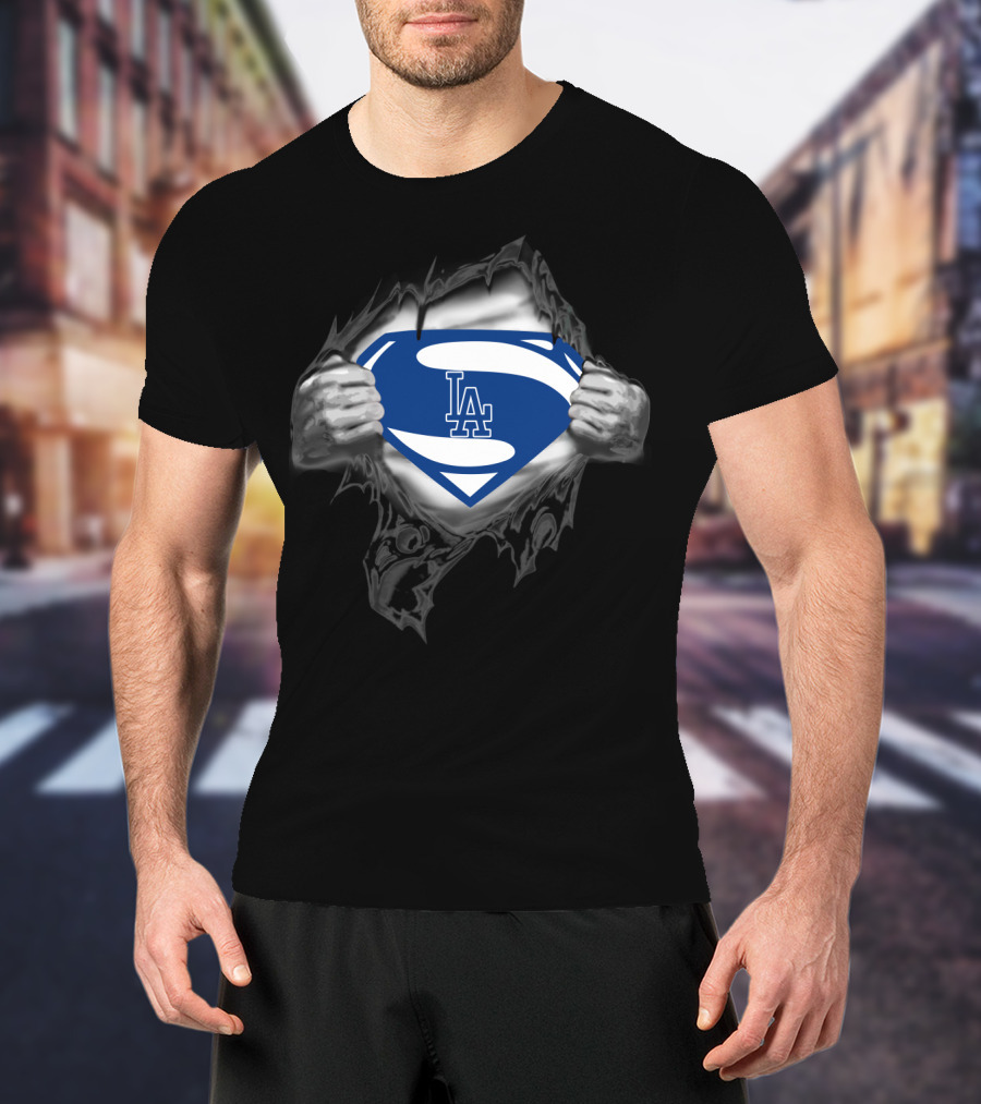 Superman Los Angeles Dodgers Logo Inside S Shield T-Shirt