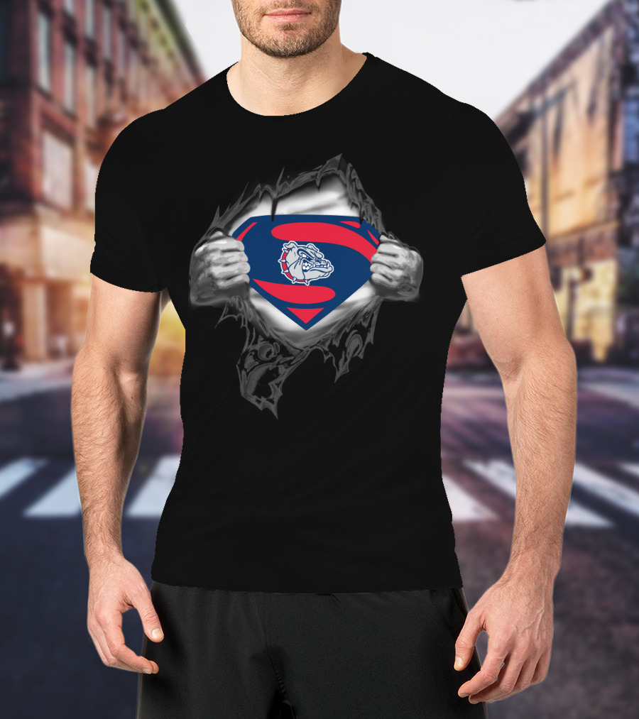 Superman Gonzaga Bulldogs Logo Chest Bulldog T-Shirt