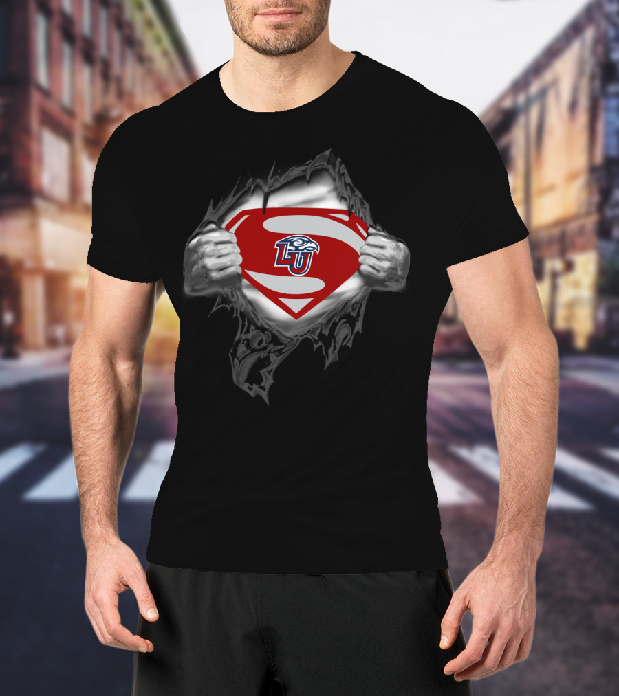 Torn Superman Shield Lu Liberty Flames T-Shirt