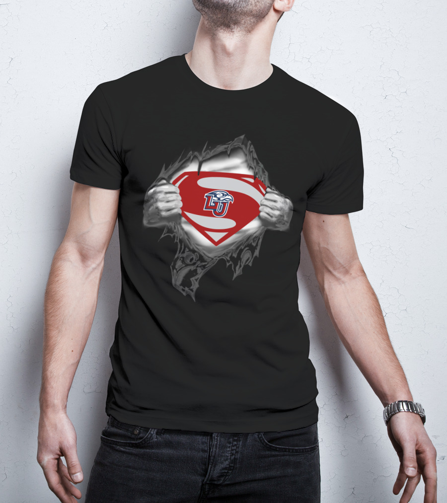 Torn Superman Shield Lu Liberty Flames T-Shirt