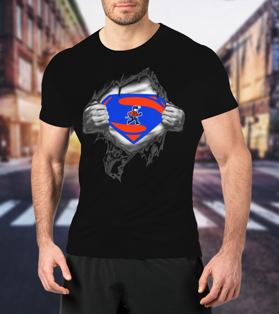 Platteville Pioneers Superhero Superman Logo Tear T-Shirt