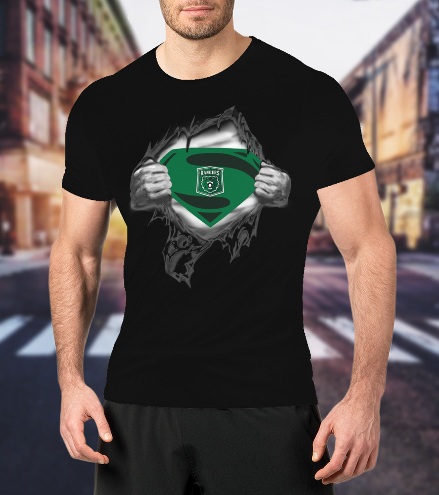 Parkside Rangers Superhero Style Emblem With Green Shield And Bear T-Shirt