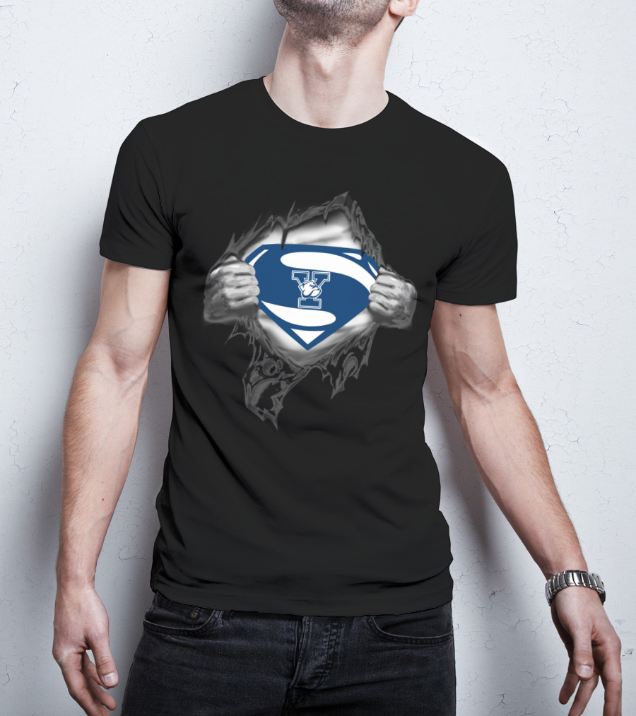 Yale Bulldogs Superman Logo Style T-Shirt