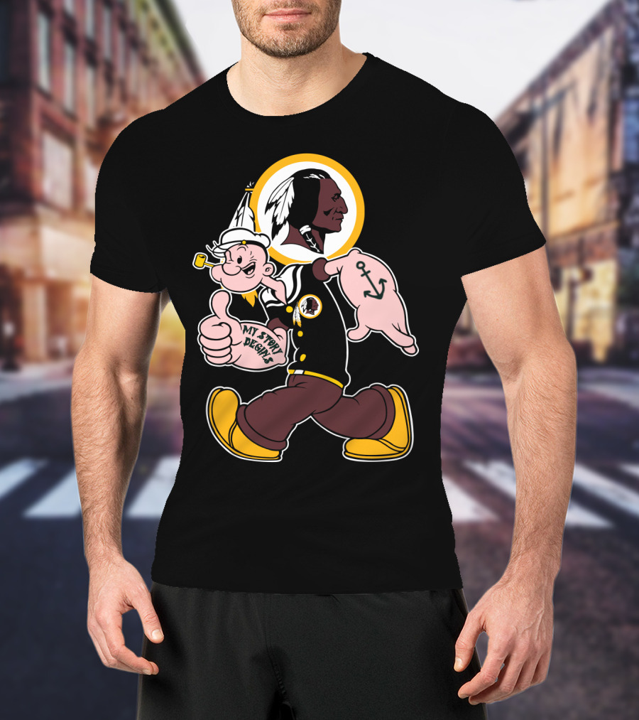 Popeye My Story Begins Washington Redskins Football T-Shirt