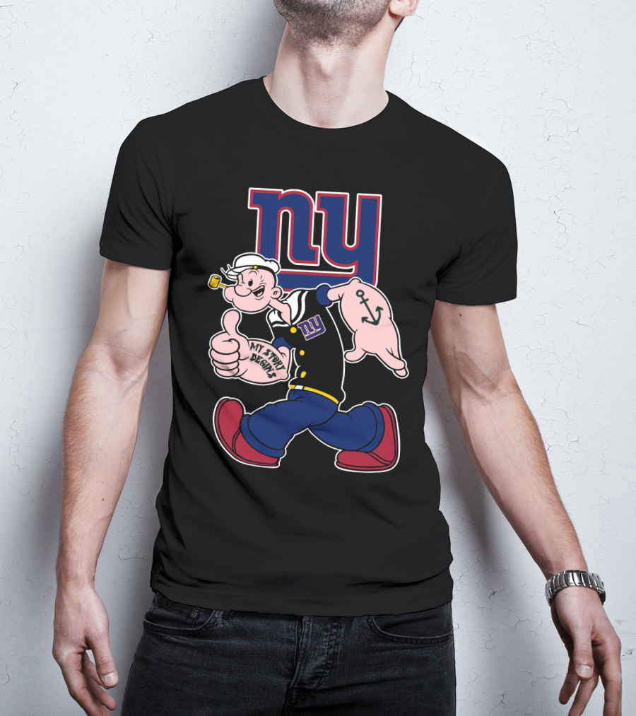 Popeye Thumbs Up My Story Designs New York Giants T-Shirt