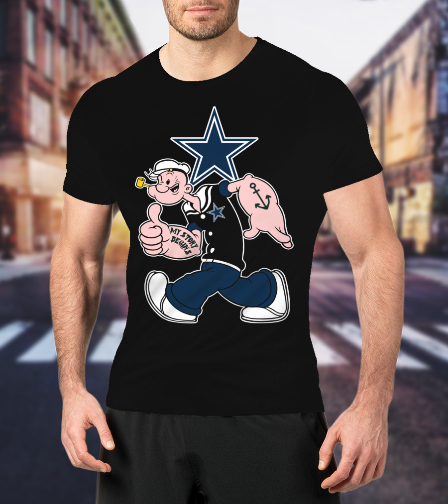 Dallas Cowboys Navy Star Popeye My Story Designs T-Shirt