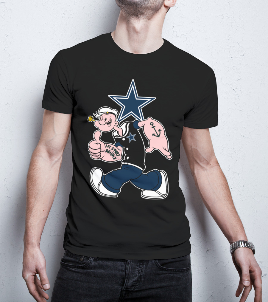 Dallas Cowboys Navy Star Popeye My Story Designs T-Shirt