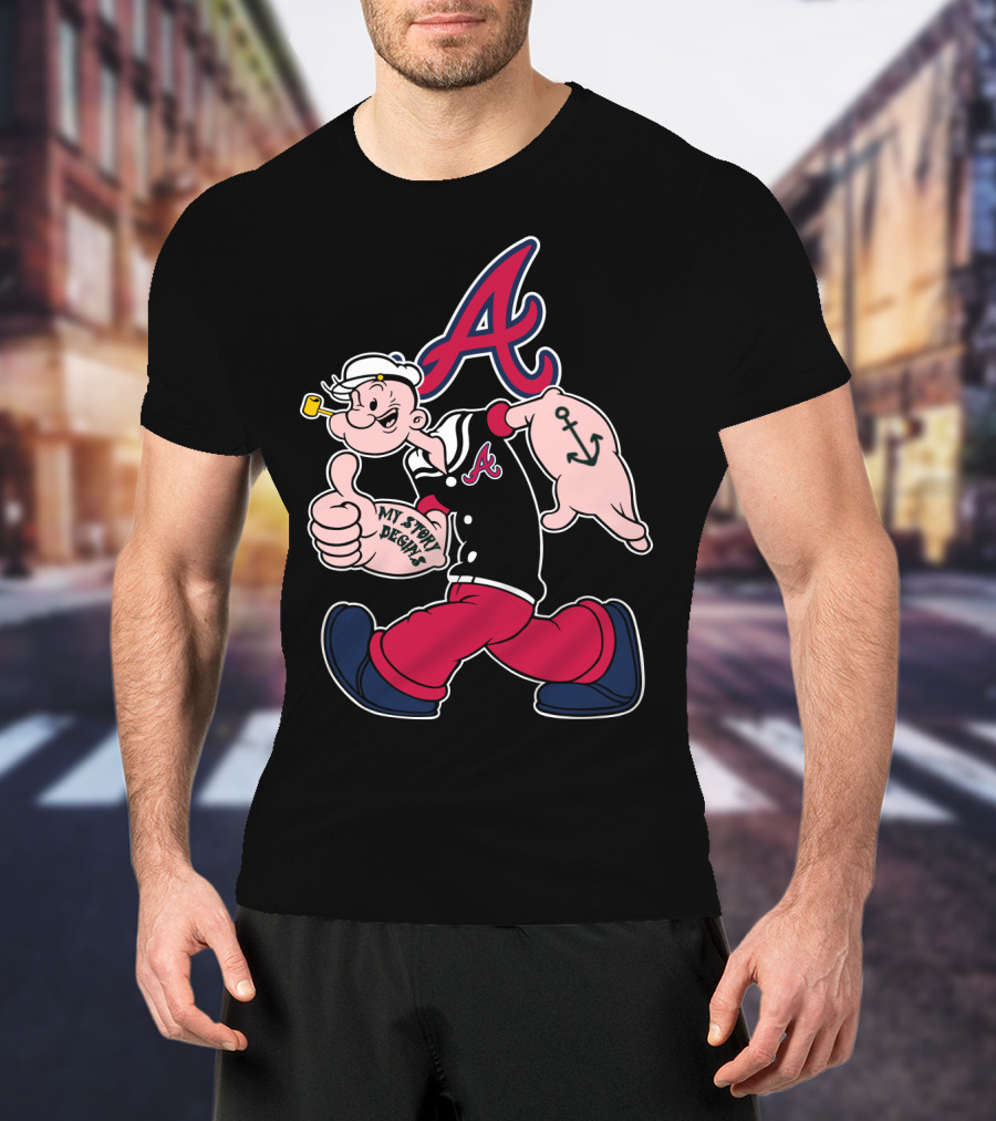 Atlanta Braves Cartoon Character My Story Designs Vintage Style T-Shirt