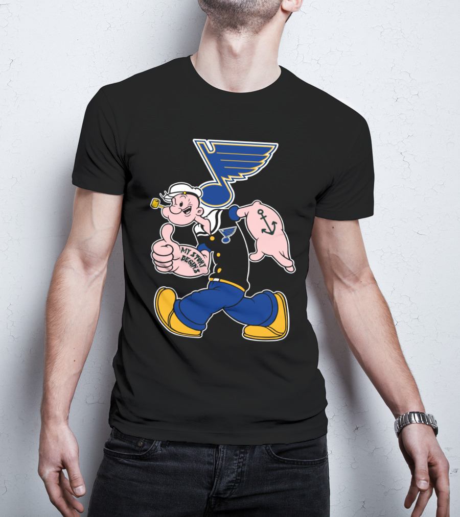 St Louis Blues Logo Popeye Cartoon Character '68 Style T-Shirt