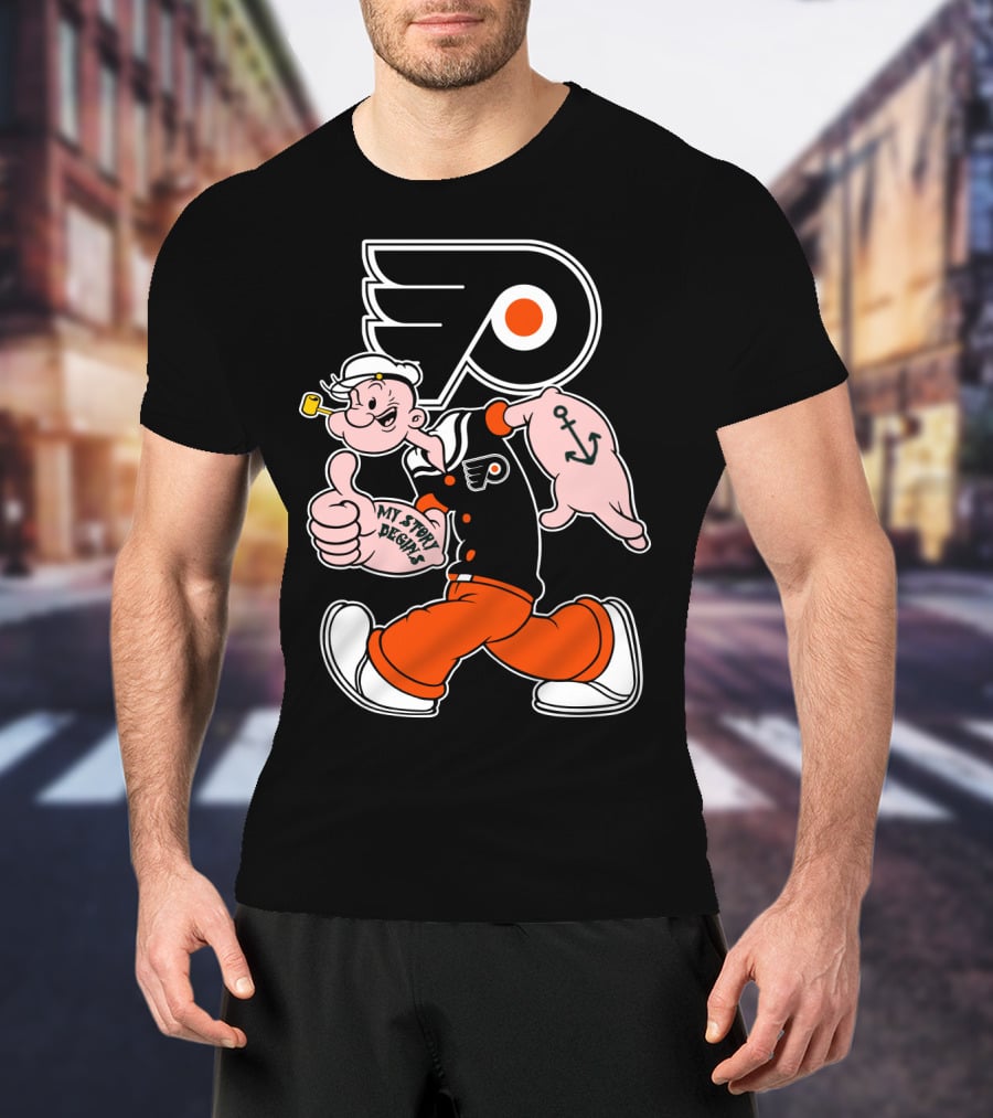 Popeye Thumbs Up 71 Philadelphia Flyers My Story Begins T-Shirt
