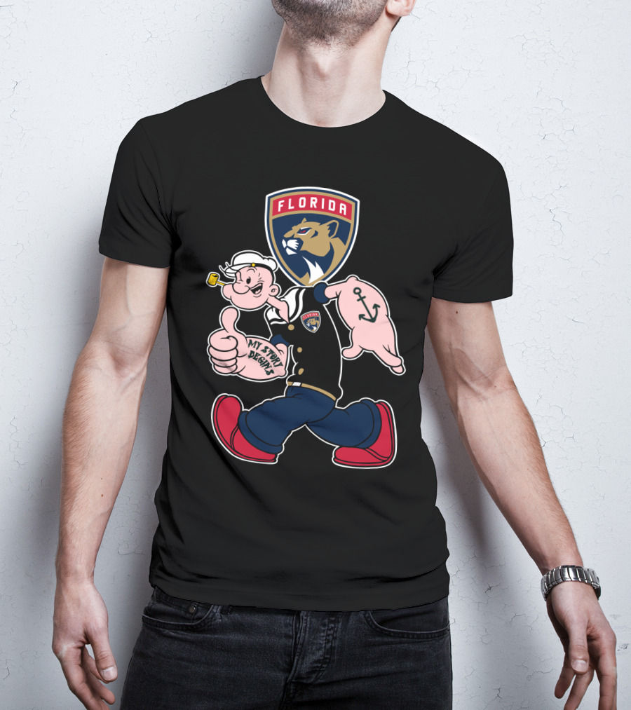 Florida Panthers Popeye Anchor Patch Thumbs Up T-Shirt