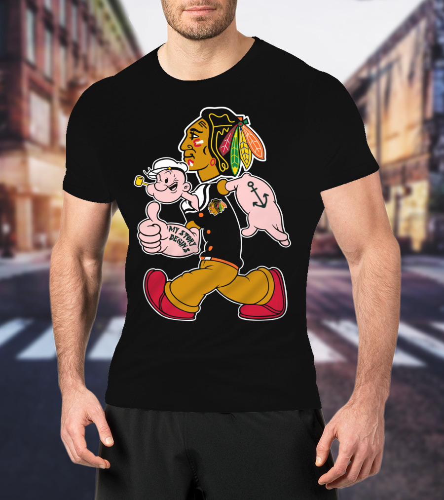 Chicago Blackhawks My Story Begins Popeye Crossover T-Shirt