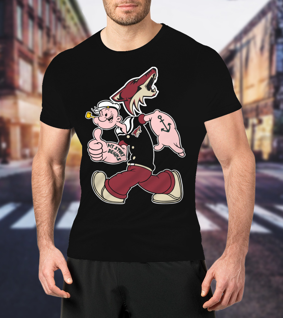 Popeye My Story Design Arizona Coyotes Logo 91 Anchor T-Shirt
