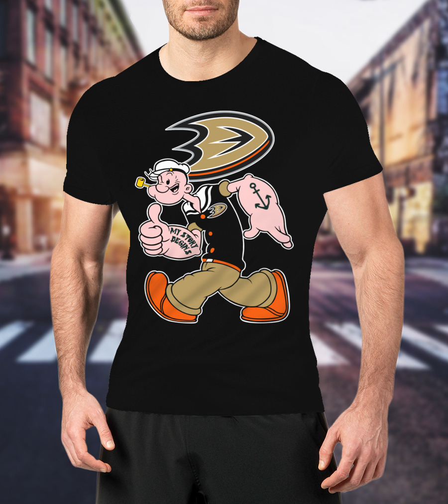 Anaheim Ducks '92 Popeye Crossover With My Story Designs T-Shirt