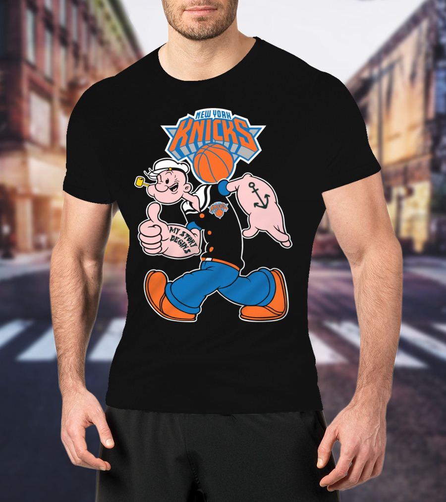 New York Knicks Popeye Cartoon Basketball Collaboration 103 T-Shirt