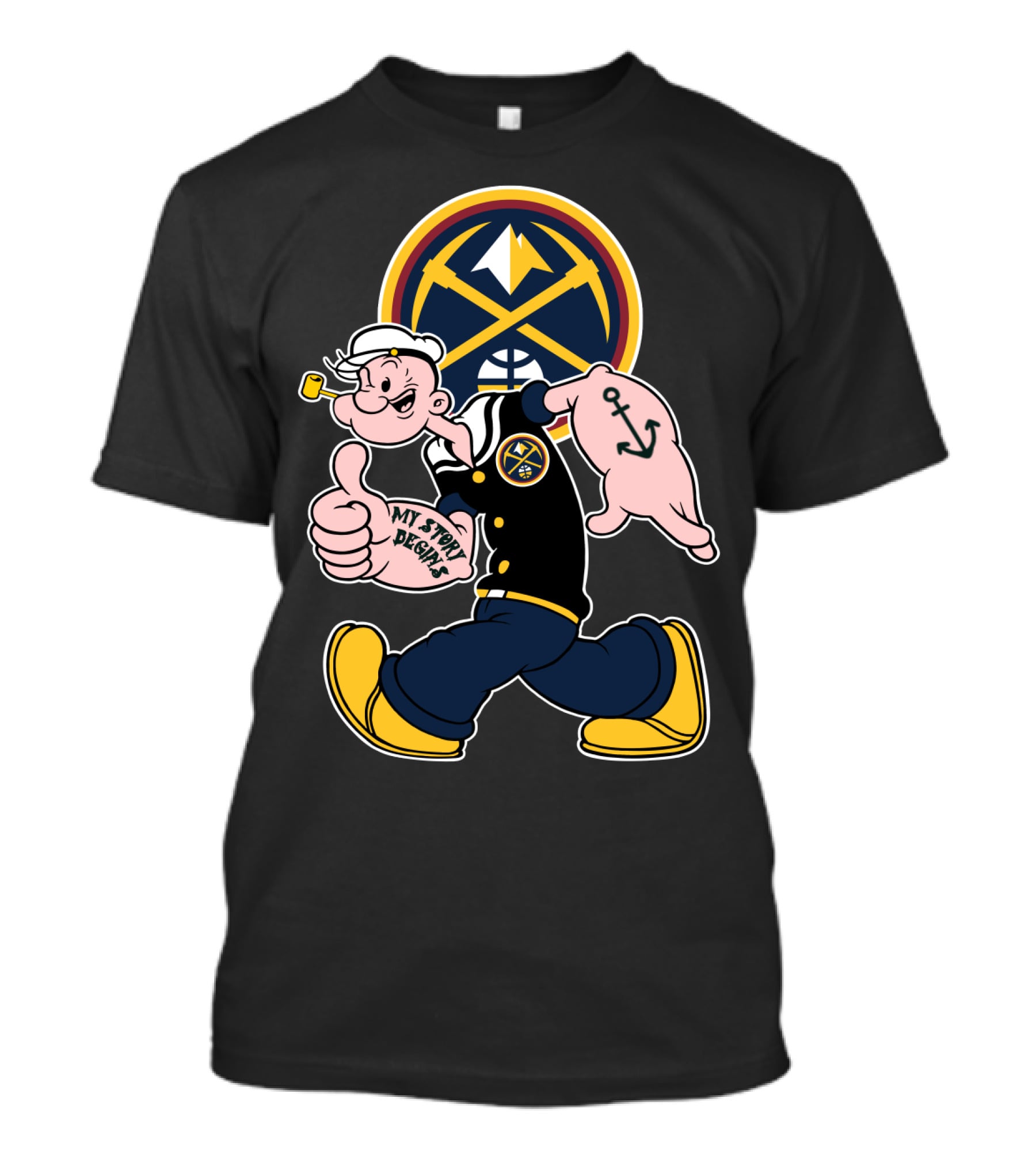 Denver Nuggets My Story Begins Popeye Basketball Vintage Style T-Shirt