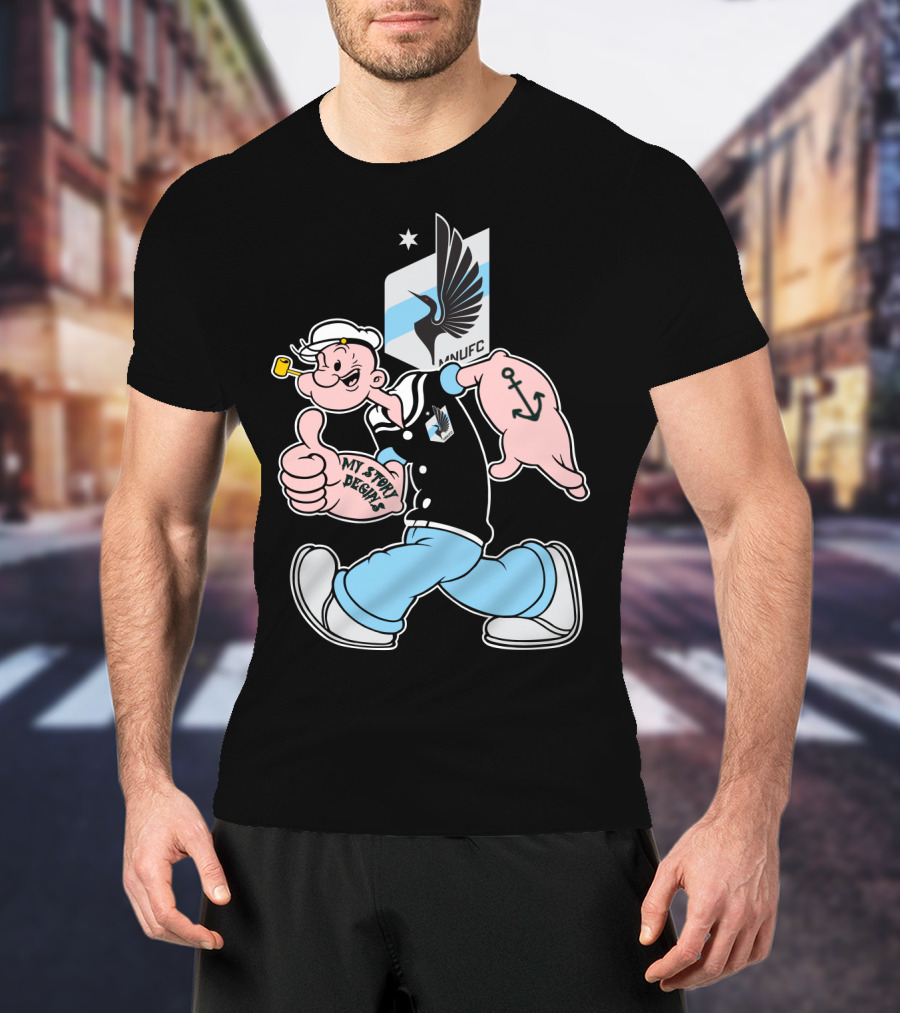 Minnesota United Fc Popeye My Story Designs Anchor T-Shirt