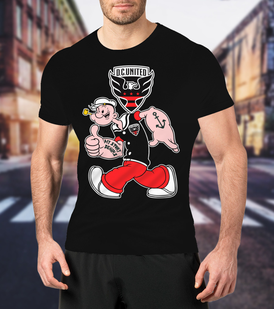 D.c. United My Story Begins Popeye Anchor Tattoo Sporty Style T-Shirt
