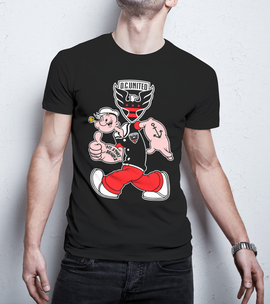 D.c. United My Story Begins Popeye Anchor Tattoo Sporty Style T-Shirt
