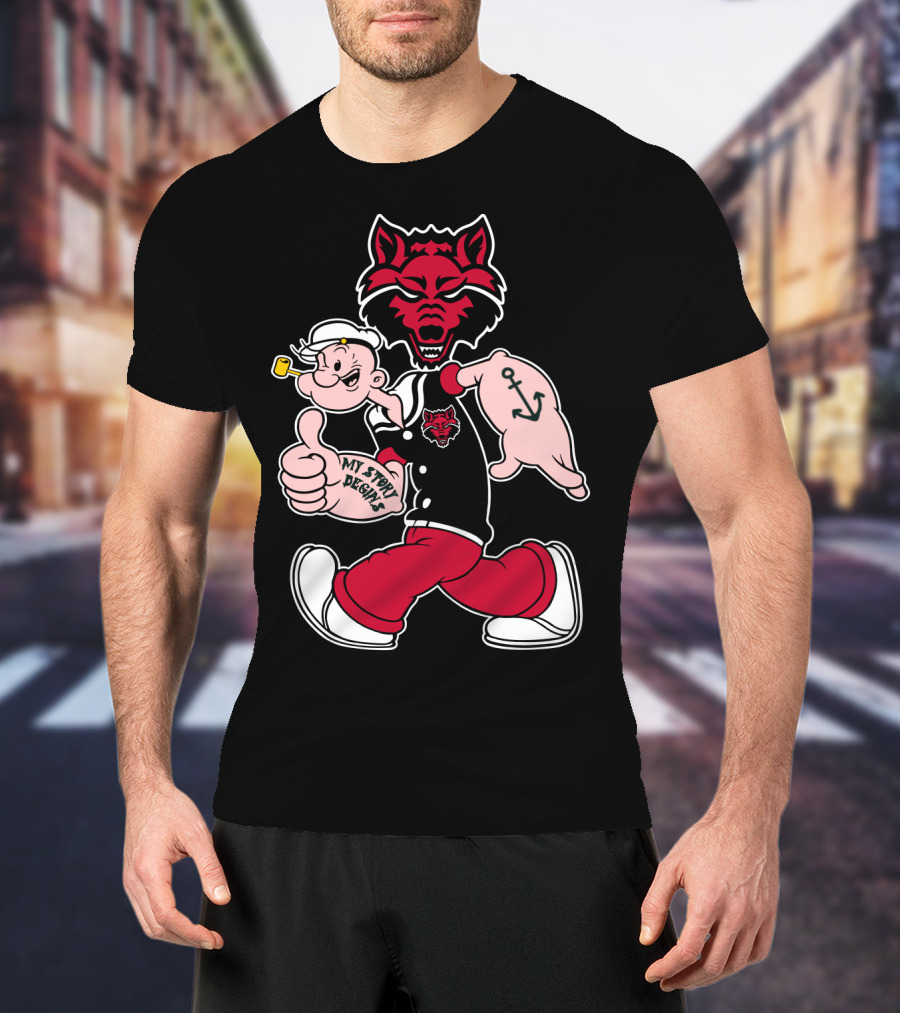 Arkansas State Red Wolves My Story Designs Popeye Anchor T-Shirt