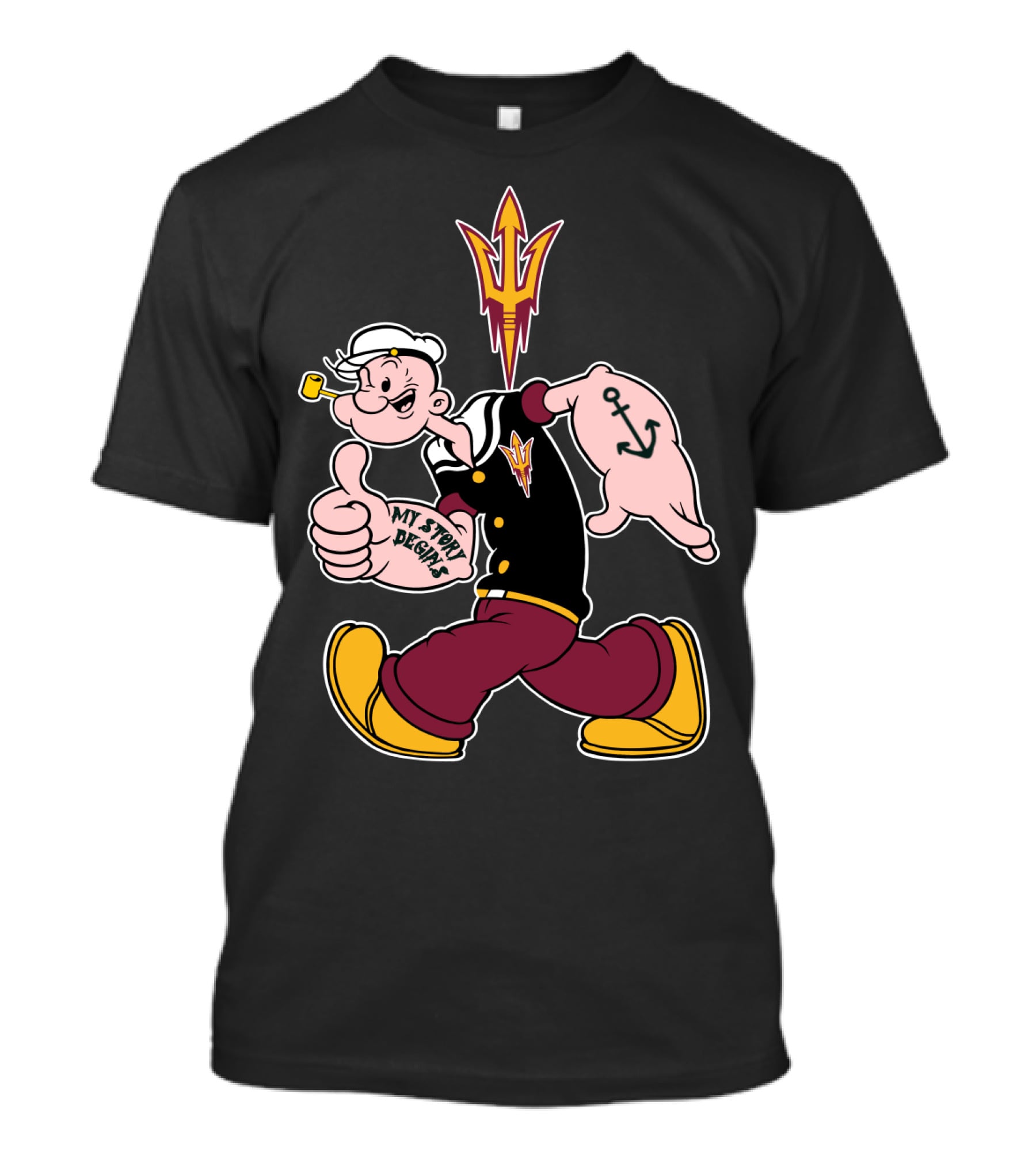 Arizona State Sun Devils My Story Begins Popeye Anchor T-Shirt