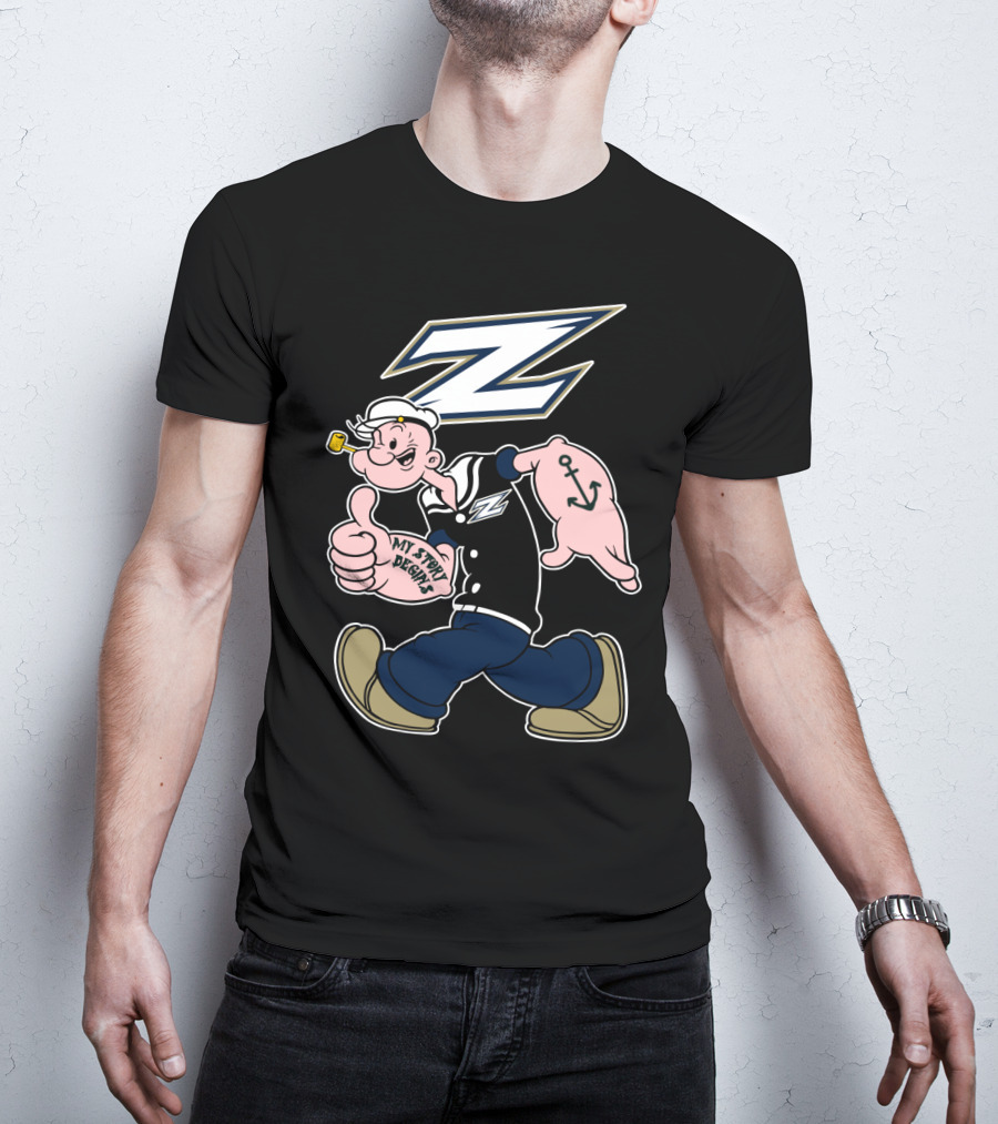 Akron Zips Navy Sailor Character 170 T-Shirt