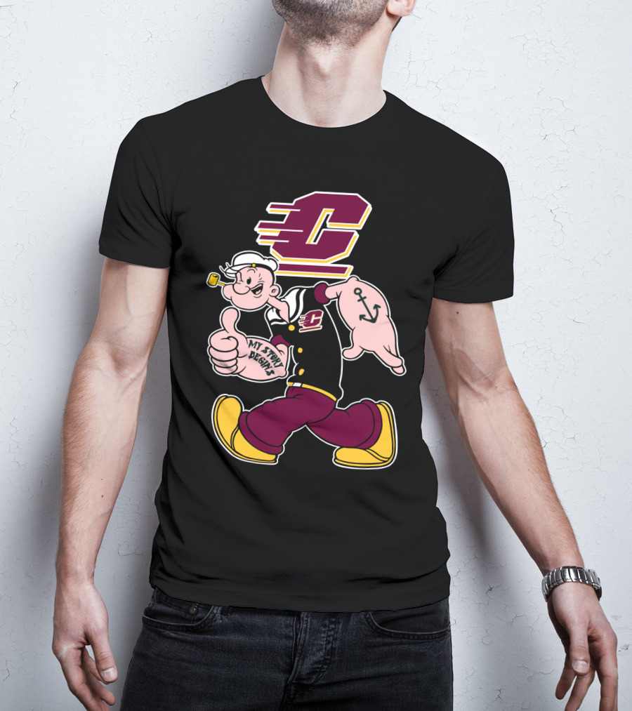 Popeye Thumbs Up My Story Begins Central Michigan Chippewas T-Shirt