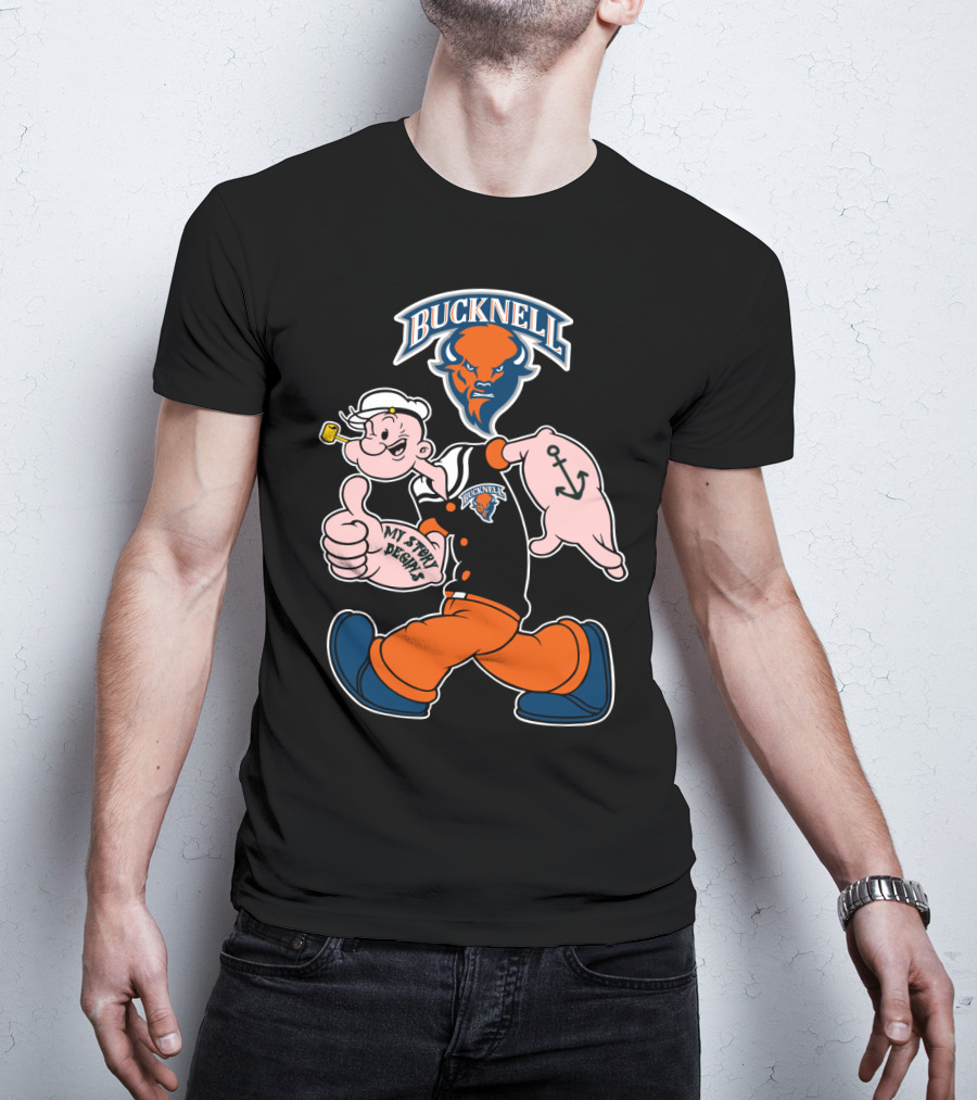 Bucknell Bison Popeye My Story Begins Anchors T-Shirt