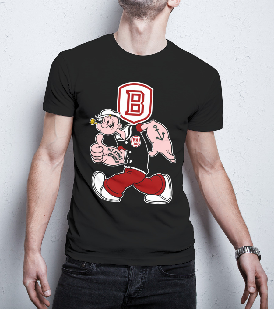 Popeye Thumbs Up Bradley Braves My Story Designs Anchor Tattoo T-Shirt