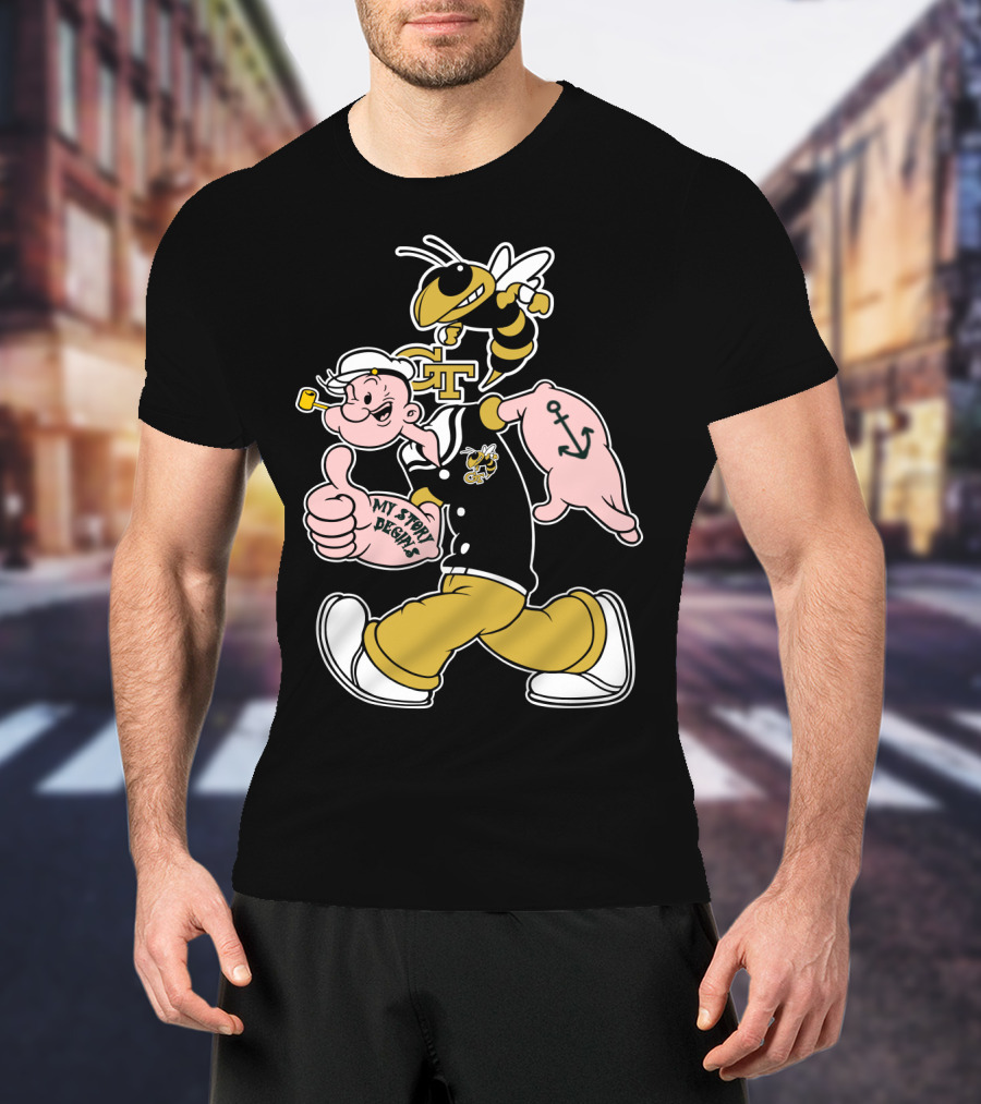 Georgia Tech Yellow Jackets Buzz And Sailor Character T-Shirt