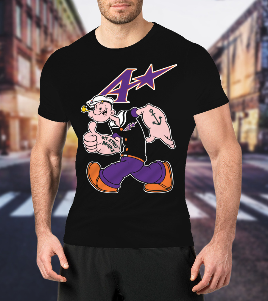 Popeye Purple Aces Evansville My Story Designs Anchor T-Shirt